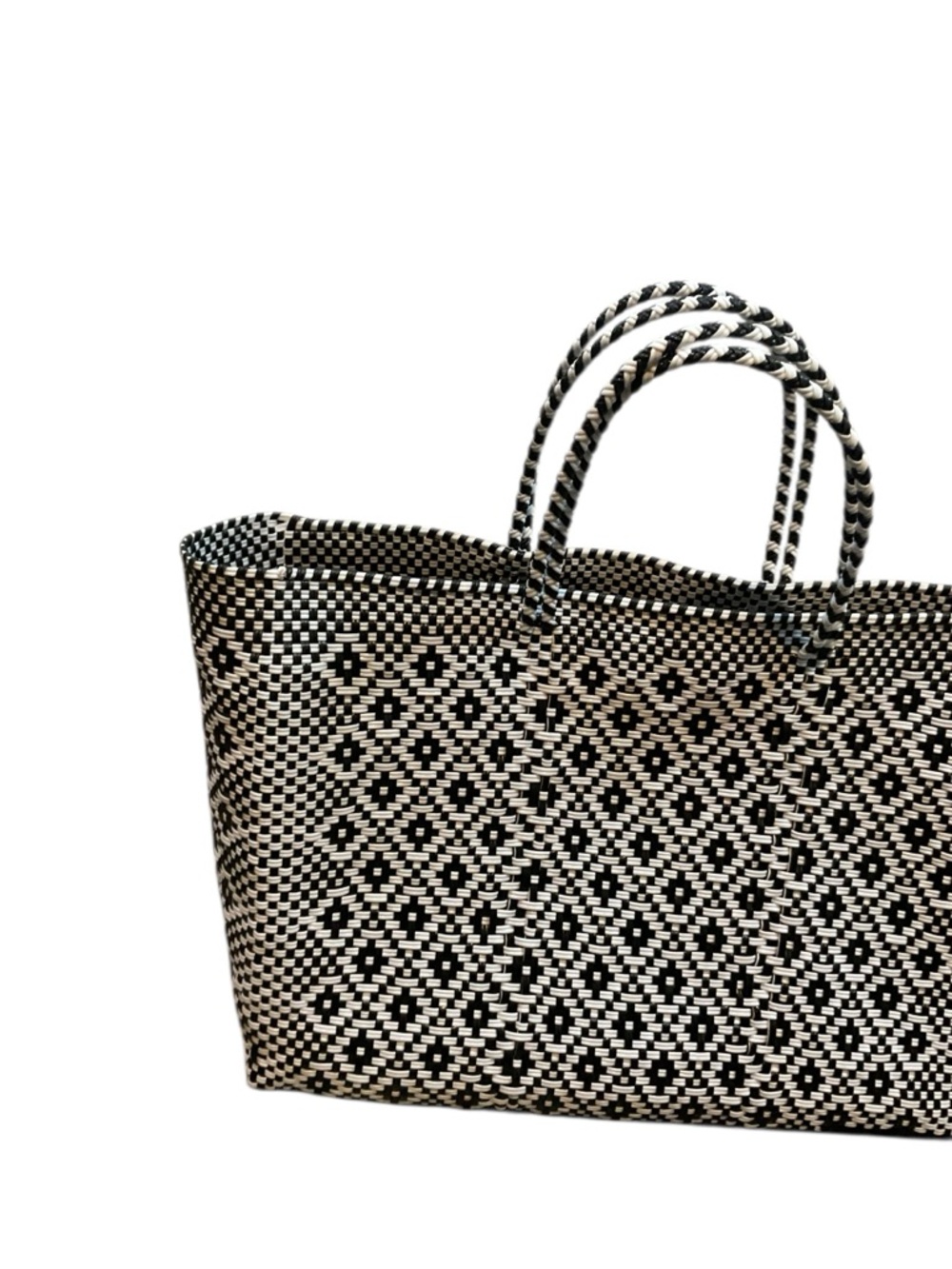 Source Unknown Black and White Geometric Woven Tote - Picture 3 of 9